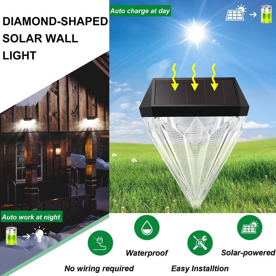 Lot de 2 lampes solaires pour extérieur de jardin - LED - Blanc froid - IP55 - Étanche
