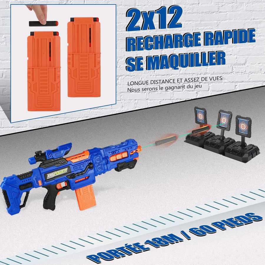 Jeux Fusil de Sniper motorisé avec 2 Clips et 100 fléchettes en Mousse Compatible avec marque