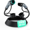 Câble de Charge Type 2, 22KW 5M 32A Voiture Électrique Triphasé Type 2 à Type 2 EV/PHEV