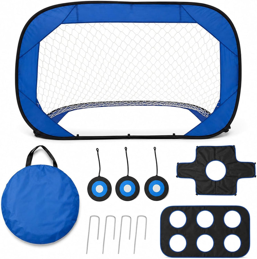 But de Football Enfant Pliable, 122 x 77 x 80 cm, Filet d’entraînement 4-en-1 pour tir et Rebond