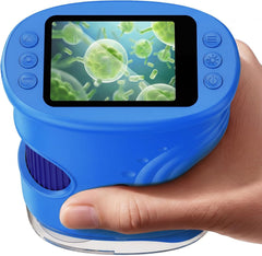 Microscope Enfant Portable 1000X – Microscope Numérique avec Écran IPS 2 Pouces et 8 LED, Fonction Photo & Vidéo, Jouet Scientifique BLEU