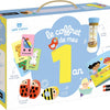 Nathan Petit Le Coffret de Mes 1 an - Jouet Bébé 1 an - Cadeau 12 Mois Coffret d'Éveil Sensoriel 4 en 1 - Livre de Bain - Bâton de Pluie, Cartes Imagier - Hochets en bois - Cadeau Garçon, Fille