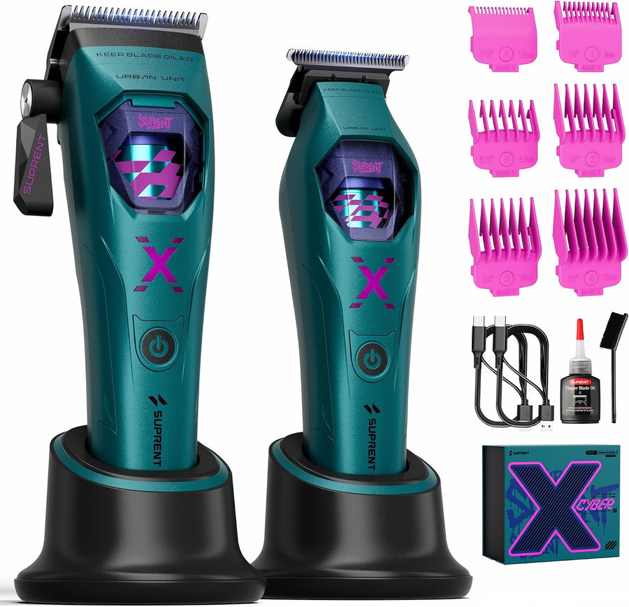 Tondeuse à Cheveux Homme Professionnelle avec Moteur Rotor Externe 8000RPM Kit Tondeuse Barbier et Finition Sans Fil, Lame DLC, Zéro écart, Protections Magnétiques