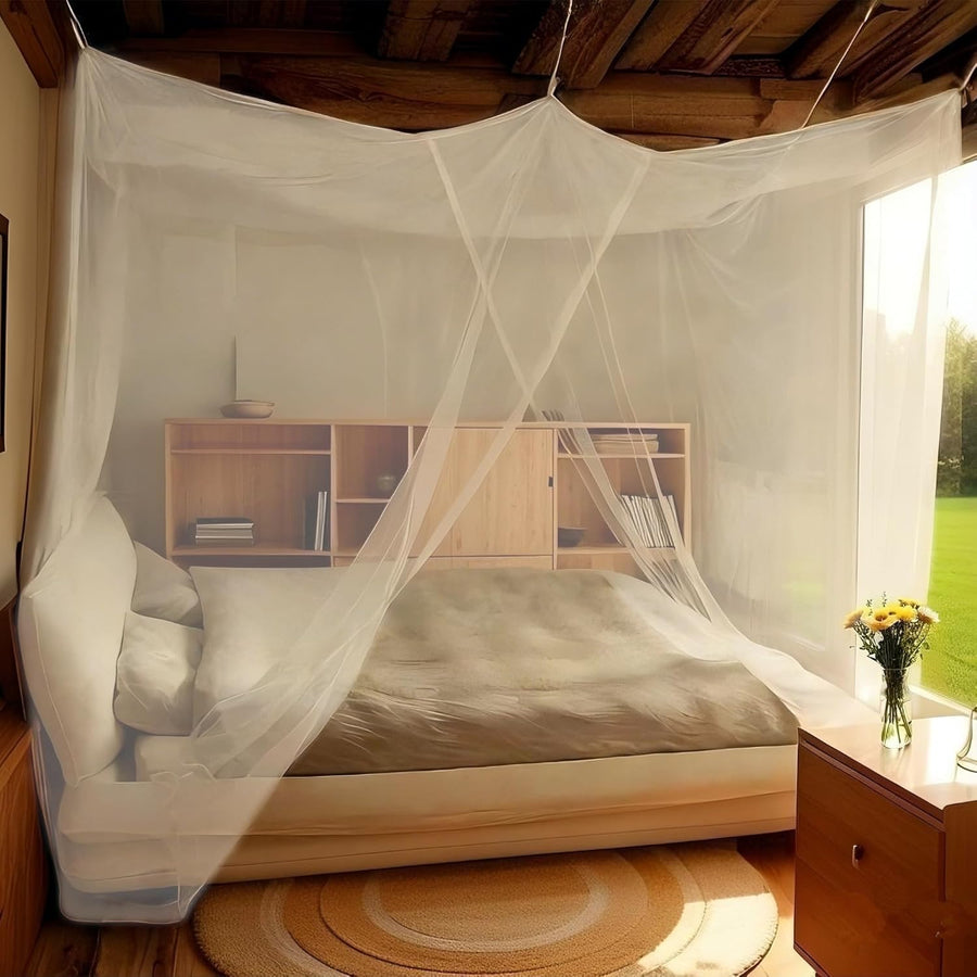 Moustiquaire carrée ultra grande avec sac de transport pour usage intérieur et extérieur, moustiquaire à 2 ouvertures – Idéale pour le camping, les pique-niques, le jardin, la chambre