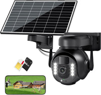 Caméra de Surveillance 4K - PTZ 360° Extérieure Étanche avec Zoom 5X, Caméra Solaire 4G/5G LTE pour Sécurité Domestique, Inclus Carte SIM 300Mo et Carte SD 64Go (8MP)