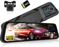 Dashcam Rétroviseur 1080P Avant et Arrière, Écran 9,7 Pouces Caméra Embarquée pour Enregistrer les Trajets, Renforcer la Visibilité et Faciliter les Manœuvres Quotidiennes en Voiture