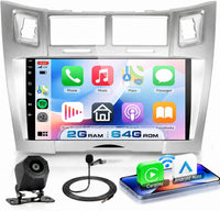 Autoradio 2G+64G Android 15 pour Toyota Yaris/Vizi 2005-2011, 9'' IPS HD 1280*720P Écran Tactile Stereo Auto avec 5G WiFi Carplay Android Auto sans Fil Bluetooth 5.0 EQ FM RDS Radio USB Caméra