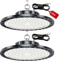 Projecteur LED Industriel - 2 Pack 100W 10000LM High Bay Eclairage Atelier avec Transformateur, IP65 Étanche Plafonnier LED, 6500k Blanc Froid Lampe Atelier pour Garage