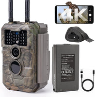 GardePro E6 2.0 Pro 4K Camera de Chasse WiFi, Batterie de 7800 mAh, Portée WiFi de 50 mètres, 64MP Caméra de Chasse Connectée Telephone, Camera Vision Nocturne Animaux Exterieur