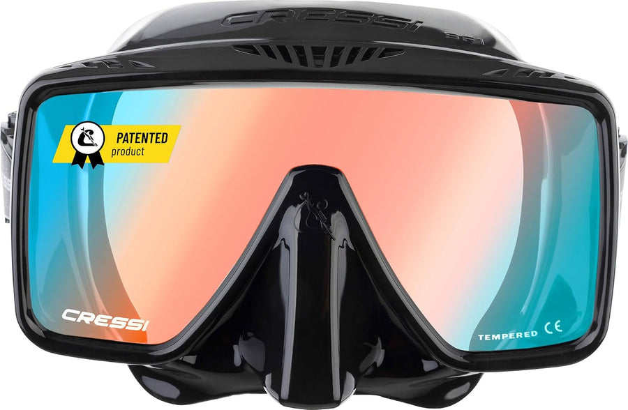 CRESSI Depuis 1946 - Masque SF1 - Set Masque Carré sans Monture avec Verre Trempé pour la Plongée en Apnée et Le Snorkeling, Taille Unique Unisex