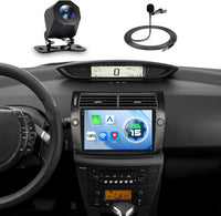 Autoradio 4+64G pour Citroën C4 (2004-2010), Android 15 stéréo de Voiture avec écran Tactile in-Cell 9 Pouces 720 * 1280P, Compatible CarPlay et Android Auto, FM, Bluetooth, WiFi