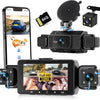 Dashcam Voiture 4 Canaux Avant/Arrière 1080P, Caméra Voiture WiFi avec Carte SD de 64 Go, écran IPS 3", Grand Angle, Vision Nocturne IR 8, Capteur G, Dash Cam Voiture avec Enregistrement en Boucle
