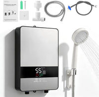 Mini chauffe-eau instantané 6000 W 230 V sous table, contrôle électronique de la température 30-55 °C, écran tactile LED, 8 protections de sécurité, compact pour cuisine, douche, salle de bain