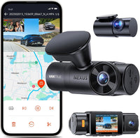 VANTRUE N4S Dashcam Voiture 3 Canaux 2.7K+2.5K+2.5K Avant Intérieur Arrière STARVIS 2, HDR, Vision Nocturne IR, WiFi 5GHz, GPS, Commande Vocale Français, Pré-enregistrement 15s, Compatible 1To, N4SRC18