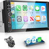 Carplay Autoradio 2 Din avec You-Tube Android Auto, 7 Pouces Écran Tactile Autoradio Double Din avec iOS/Android Mirror Link Bluetooth FM Radio USB/EQ/AUX Commande au Volant Caméra de Recul
