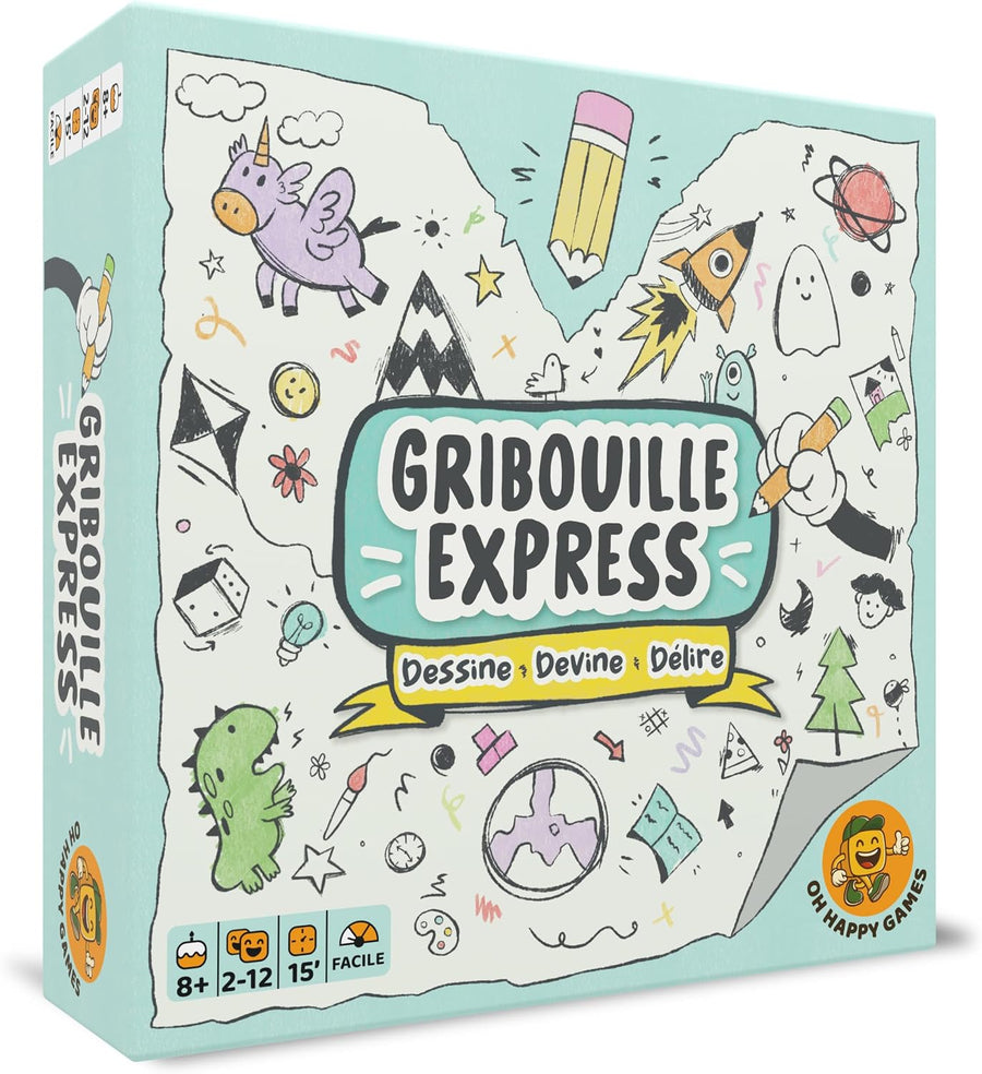 Jeux de société Gribouille Express – Dessine, Devine, Délire – 2-12 joueurs dès 8 ans