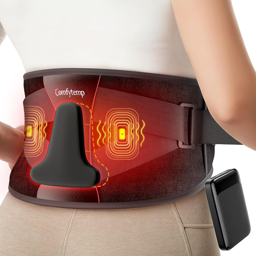 Ceinture Chauffante Lombaire Vibration 3 Niveaux Chaleur 170cm Vibrations Réglables. Utilisation Simple, Confortable pour le Dos