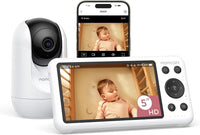 Babyphone Caméra BM04 | Écran 5 Pouces, avec ou sans WiFi | Livré avec 1 Caméra, Vision Nocturne 1080p, Portée 290 m, Autonomie 20h, Détection Pleurs et Mouvement