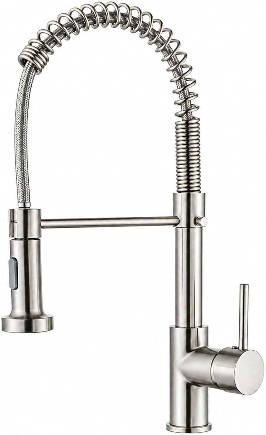 Robinet de cuisine extractible haute pression, mitigeur 360° avec douchette et tuyau à ressort, robinet d’évier en acier inoxydable pour évier et casseroles