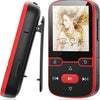 Lecteur MP3 64Go Bluetooth 5.3 avec Clip Musique Sport, écran TFT 1,5" | 28g ultra-léger sport, touches physiques, son HiFi : FM, enregistrement, lecture aléatoire ROUGE