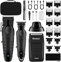 Tondeuse à cheveux professionnelle pour homme, tondeuse à cheveux sans fil et rasoir en aluminium, tondeuse de barbier avec grande batterie de 2500 mAh, type R réglable, base de charge