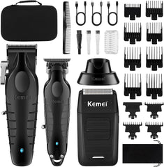 Tondeuse à cheveux professionnelle pour homme, tondeuse à cheveux sans fil et rasoir en aluminium, tondeuse de barbier avec grande batterie de 2500 mAh, type R réglable, base de charge