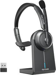 Nuroum HP31S 2026 Casque Bluetooth Sans Fil avec Micro, Réduction de Bruit ENC, Casque PC Mono avec Station de Charge,Clé USB-A&C/Bluetooth/Dongle,45H d'Autonomie pour CallCenter/Travail/Appels/Bureau