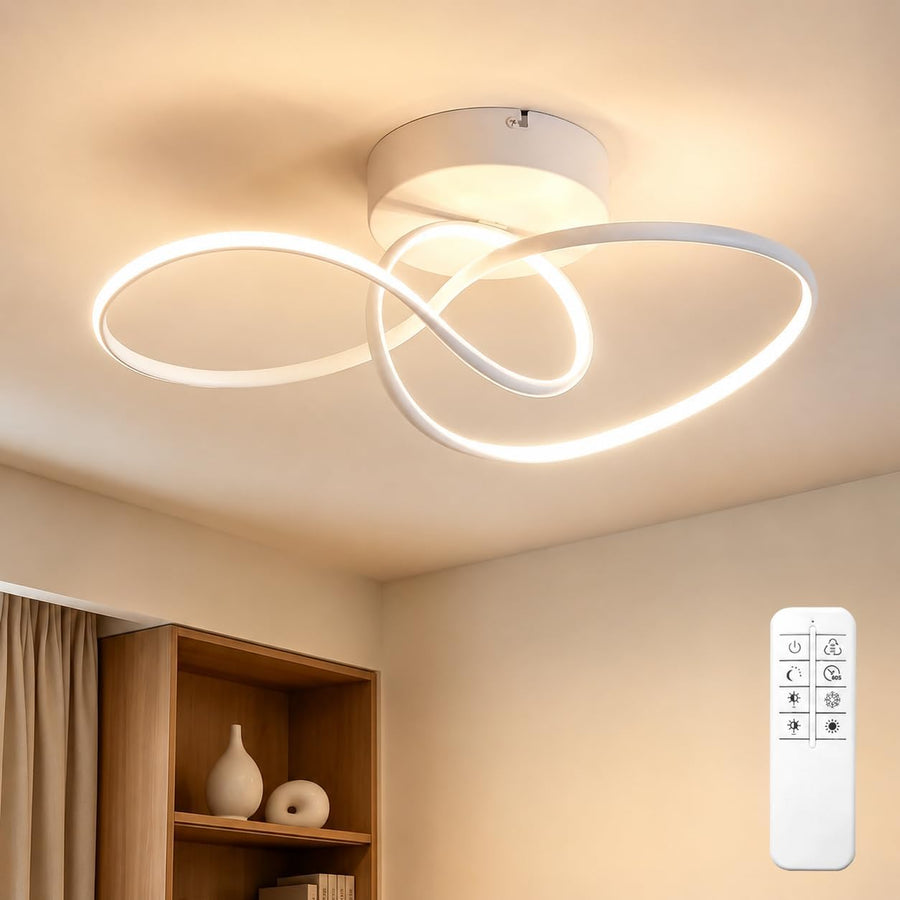 Plafonnier Chambre Plafond 24W Luminaire Cuisine Moderne Blanc intensité variable design circulaire plafonniers salon avec télécommande