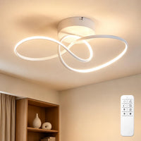 Plafonnier Chambre Plafond 24W Luminaire Cuisine Moderne Blanc intensité variable design circulaire plafonniers salon avec télécommande