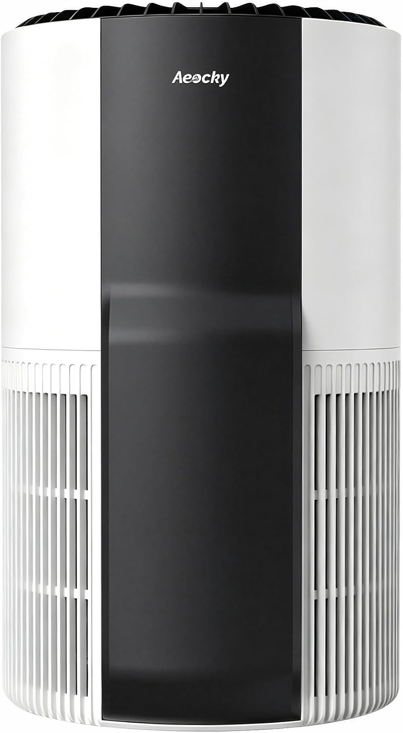 Purificateur d’air avec filtre 5-en-1 et préfiltre lavable pour grandes pièces – Élimine pollen, fumée, poussière, poils d’animaux et odeurs – Purification de toute la maison