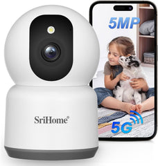 Caméra de Surveillance 5MP 2.4GHz/5GHz WiFi, Détection de Mouvement Humain