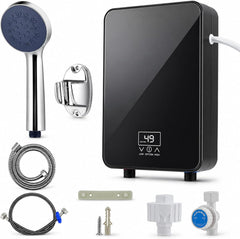 Mini Chauffe Eau Instantané 6000W, Chauffe Eau Électronique avec Écran LED Ballon Sous Évier Compact 230V, Mini Chauffe Eau Électrique Instantané IPX4, pour Cuisine Salle de Bain et Douche