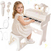 Jouet Piano Enfant, Piano Numérique 37 Touches pour Enfants avec Tabouret & Microphone, Piano Electronique Portable avec Microphone
