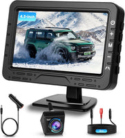 Kit Caméra de Recul HD 4.3 Pouces avec Caméra Rotative, Camera de Recul avec Étanchéité IP68 Vision Nocturne Super Grand Angle Ligne de Recul, Câble de 8M, 12-24V pour Berlines SUV