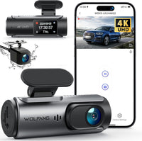 Dashcam 4K Voiture Avant Arrière, Wi-FI Caméra Voiture, Grand Angle 170° G-Capteur, Caméra Embarquée Voiture avec Mode Stationnement 24H, Vision Nocturne, Enregistrement en Boucle