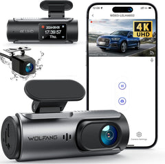 Dashcam 4K Voiture Avant Arrière, Wi-FI Caméra Voiture, Grand Angle 170° G-Capteur, Caméra Embarquée Voiture avec Mode Stationnement 24H, Vision Nocturne, Enregistrement en Boucle