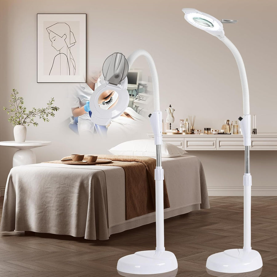 Lampe Esthetique Professionnel, 2500 Lumens, col de Cygne Flexible, Intensité Réglable en Continu, Lampadaire Loupe LED