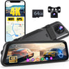 DashCam 4K Wifi Miroir avec GPS & 9.66" Écran Tactile, Dashcam Voiture 4K Avant+1080P Arriere, Dashcam Rétroviseur Caméra pour Voiture avec Capteur G, APP, Carte 64 Go, ADAS, Vision Nocturne