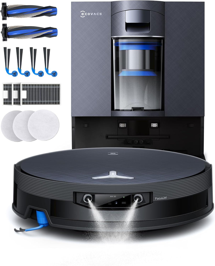 ECOVACS X12 OmniCyclone Care Complete Aspirateur Robot, Blast, 22000 Pa, pré-Dissolution des Taches FocusJet, PowerBoost, OZMO Roller 3.0, Rouleau Extensible, vidage Automatique PureCyclone 2.0
