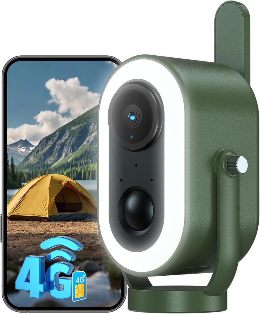 Caméra Surveillance 4G LTE Magnétique avec Carte SIM 2K HD 6,000mAh Batterie PIR Détection Humaine