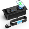 Alpheus Prise Encastrable Plan de Travail, Charge sans Fil 15W, USB-C1 30W 3 USB-C, 3 USB-A, 1 Prise Secteur, Câble 1,8m, pour Bureau, Table de Réunion, Plan de Travail et ilot de Cuisine,10A/2500W