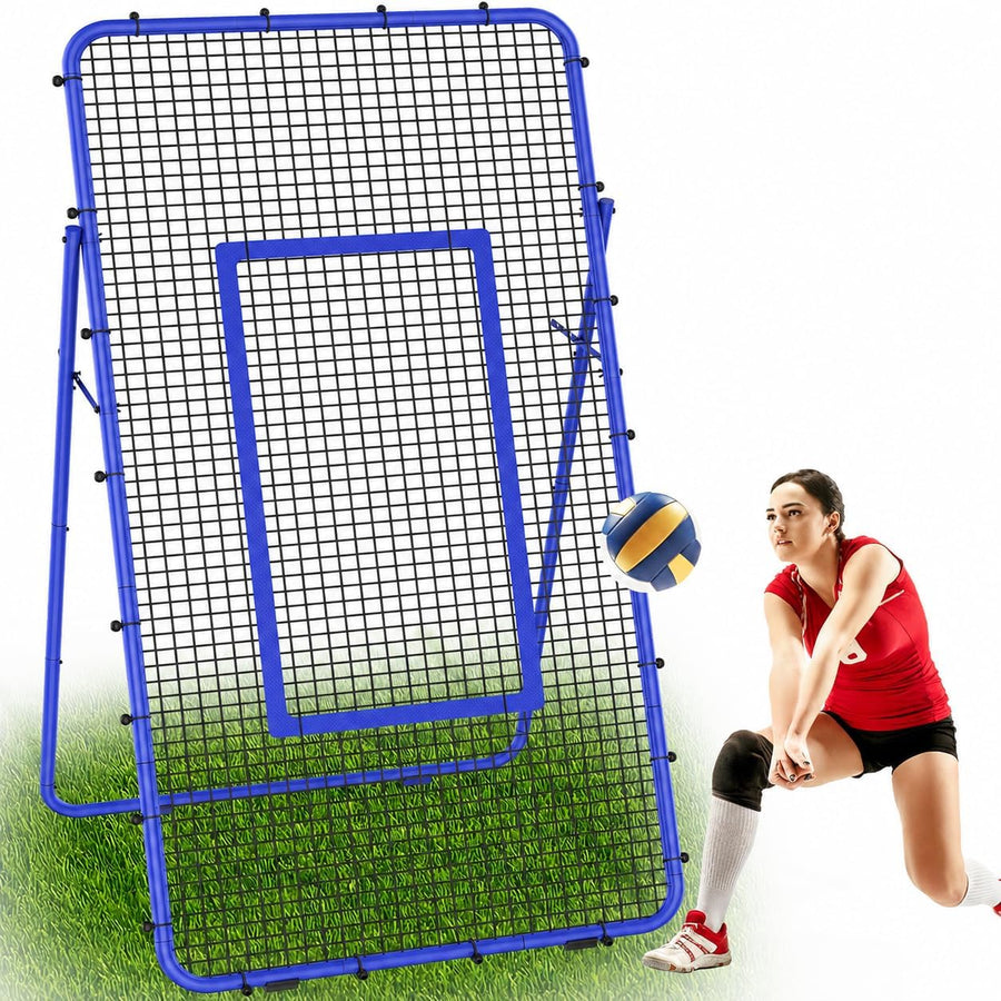 Filet de rebond de volley-ball réglable - Appareil d'entraînement de volley-ball avec zone de frappe pour frapper, servir, passer, exercices de pointes - Filet de rebond pour baseball, lacrosse