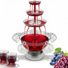 Fontaine de Fête 3 Niveaux avec LED et 5 Verres, pour Vin Rouge Jus Punch 4L Fontaine à Boissons Électrique, Réutilisables Fontaine à Vin Rouge pour Pubs, Fêtes à la Maison et Fêtes d'Anniversaire