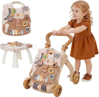 Trotteur Bebe Enfants,Jouet 3 En 1 Pousser pour Bébé avec Musique,Trotteur Marche Détachable avec Vitesse Réglable et Table Activité d'éveil,Chariot de Marche