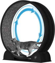 Roue d'exercice pour Chats d'intérieur, Design Silencieux, Bois Naturel Extra Large, Piste Tapis de 320 cm, Amovible avec podomètre Intelligent, idéal pour Courir et Marcher