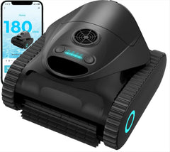 Robot de Piscine Fond et Parois, Ligne d'eau, Double Filtre, Robot Piscine sans Fil, 7 Modes de Nettoyage, 180 Min d'Autonomie, Puissant Aspirateur pour Piscines jusqu'à 150 m² VERT ou BLEU