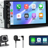 Autoradio 2 DIN Universel avec CarPlay & Android Auto sans Fil Bluetooth, GPS, FM, USB, Type-C, Commandes au Volant, Écran Tactile