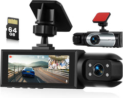 Dashcam Voiture Avant Intérieur avec Carte SD 64G, 1080P Dash Cam avec 3.16