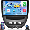 Autoradio 2+64 Go pour Peugeot 107 / Citroën C1 / Toyota Aygo (2004-2014). Compatible CarPlay, Android Auto, vidéo en ligne, navigation GPS et commandes au volant. 40 thèmes d'interface