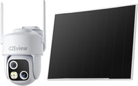 Camera 3K Surveillance WiFi Extérieure Solaire sans Fil, 18x Zoom, Double Objectif, Enregistrement Vidéo Continu, 360°PTZ, Suivi Automatique, Détection 30m, Vision Nocturne, IP65, 2.4GHz